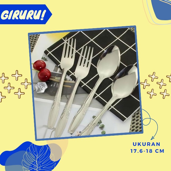 Sendok Garpu Makan Stainless / Sendok Makan Ekonomis / Garpu Makan Tebal / Alat Makan Stainless Steel