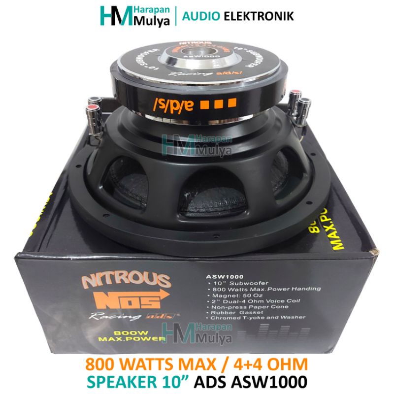 Speaker Subwoofer 10" / 10 inch Nitrous Nos Racing ADS ASW1000