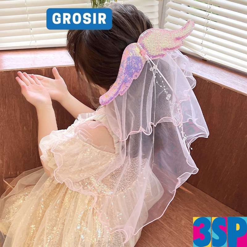 3SP | ART93 Jepit Rambut Anak Gambar Sayap Princess Aksesoris Rambut Fashion Veil Aksesoris Rambut Kado Anak Prempuan