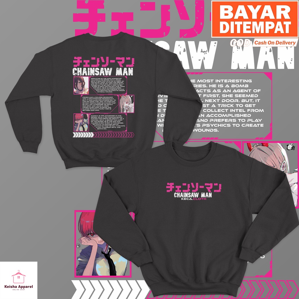 JAKET SWEATER ANIME POWER CHAINSAW MAN SWEATER CHAINSAW MAN COWOK CEWEK