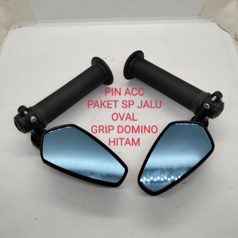 paket variasi motor spion jalu bar end/Oval/Kaca P/B/+ hangrip Donino hitam untuk semua