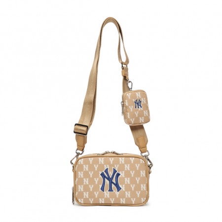 MLB NY Yankees Monogram Jacquard Mini Bag Beige/Blue (18x11.5x5.5)