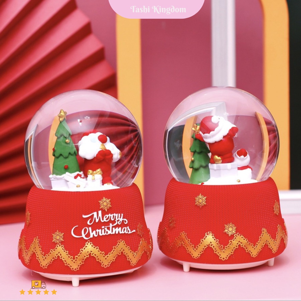 Kotak musik christmas hadiah natal snowball hiasan natal Kotak Musik Kartun Natal Pajangan Bola salj