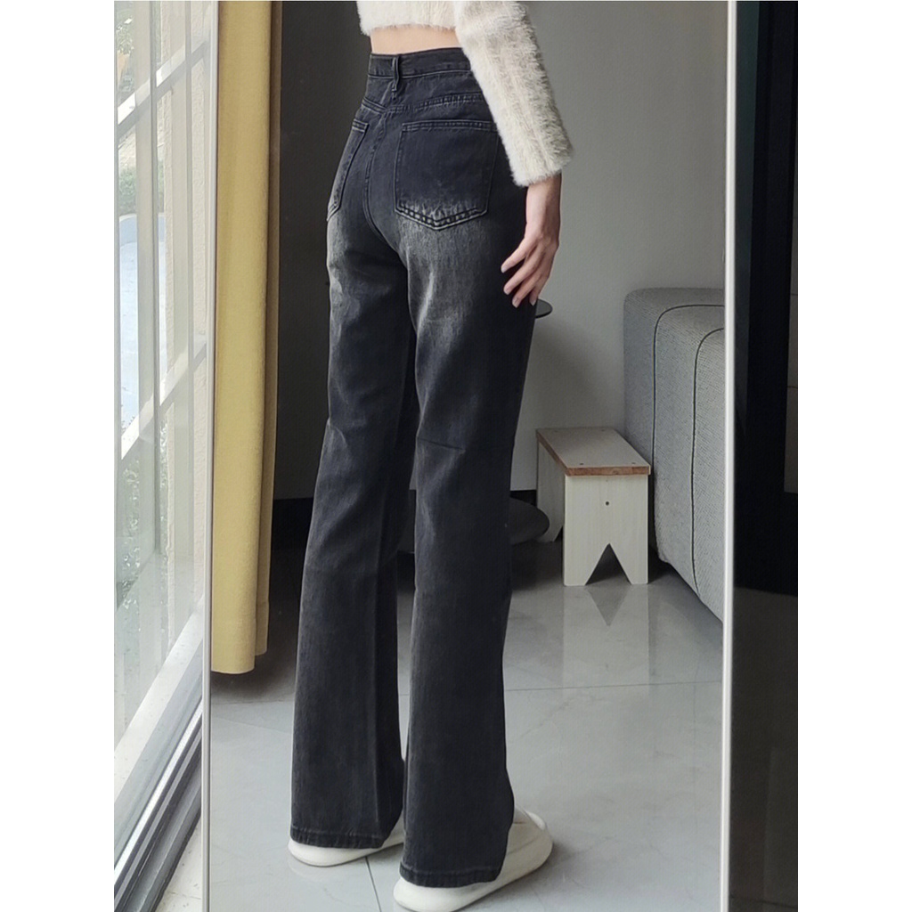 ✅COD New abu-abu high waist kekinian import jeans stretch wanita