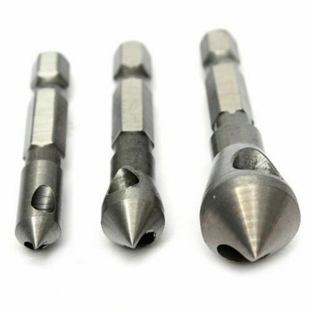 YGRETTE - JIGONG MATA BOR PREMIUM DRILL BIT COUNTERSINK 3PCS 6.35MM 90 Degrees  90 DERAJAT Countersink Bit Set Deburring Drill Bits Tapper Hole Cutter Wood Metal Plastic Chamfer Set