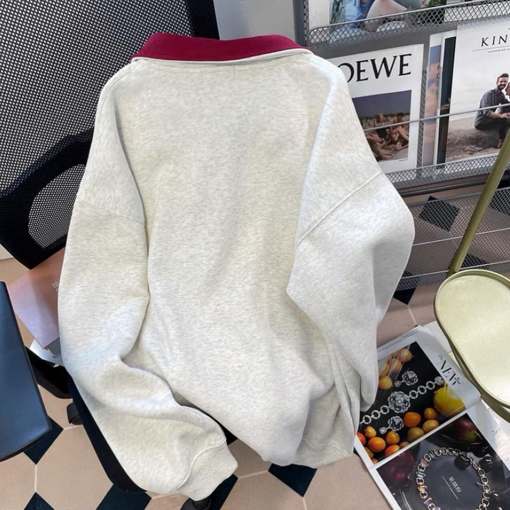 Sweater Wanita | WAVO Collar Girl Sleting Kerah Basic Oblong Wanita | Sweater Korean Wanita Kekinian