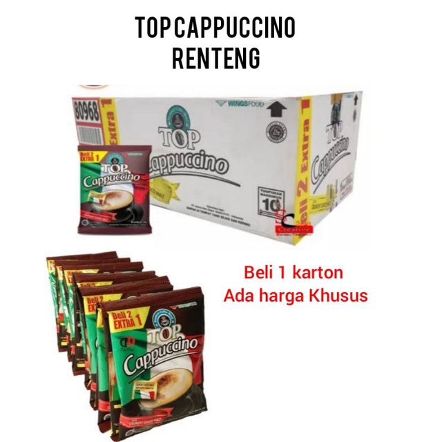 

Top Cappuccino 25gr 1 renceng isi 15 bungkus