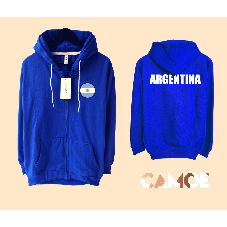 Jaket Hoodie Zipper CAMOE Argentina Flag Bendera Argentina