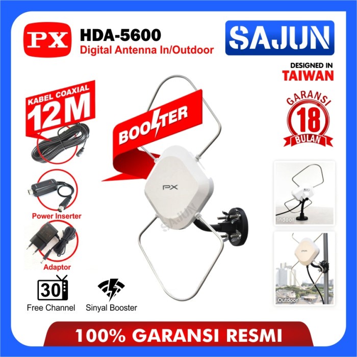 ANTENA TV DIGITAL PX Digital Antena Indoor-Outdoor HDA-5600 set top box kabel kuat sinyal flat boost
