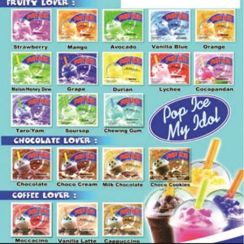 

Pop Ice Serbuk Varian Rasa ( 1 renceng isi 10 pcs )