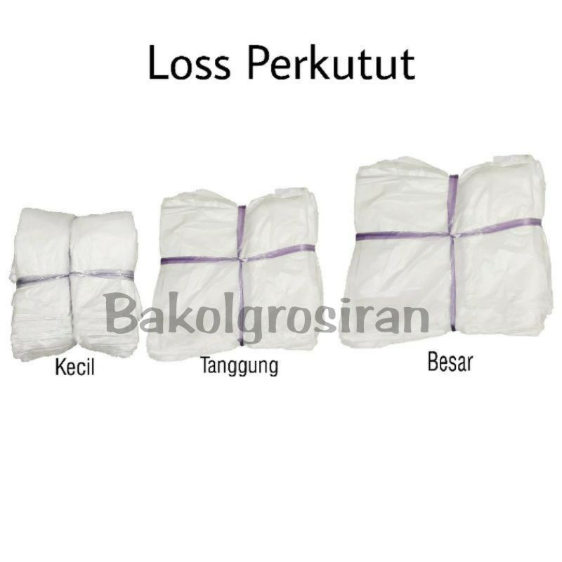 Kresek Los Perkutut Putih Transparan Kiloan 1KG (15 Kecil, 24 Tanggung, 28 Besar)