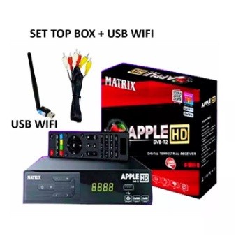 Trend-Set Top Box Matrix Apple DVBT2 Merah | Meecast Full HD Receiver Siaran TV Digital Youtube