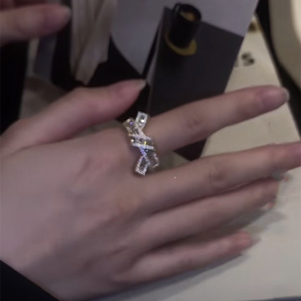 Cincin Model Terbuka Desain Simpul Hias Zircon Gaya Mewah Untuk Wanita