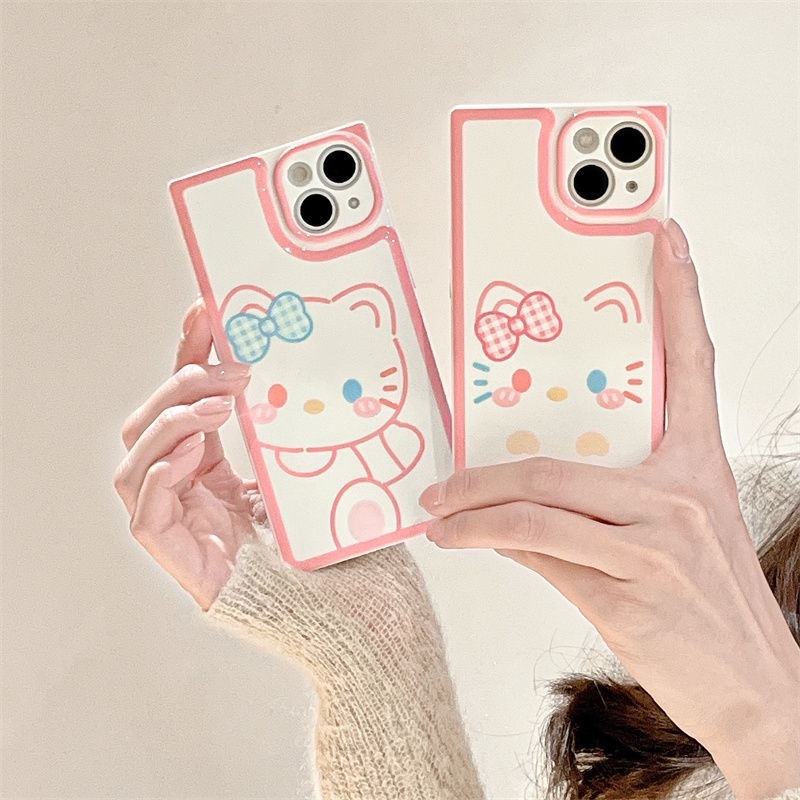 Case Motif Print Kucing Aksen Pita Untuk IPhone 12 13 14 11 Pro Max Rrwqs