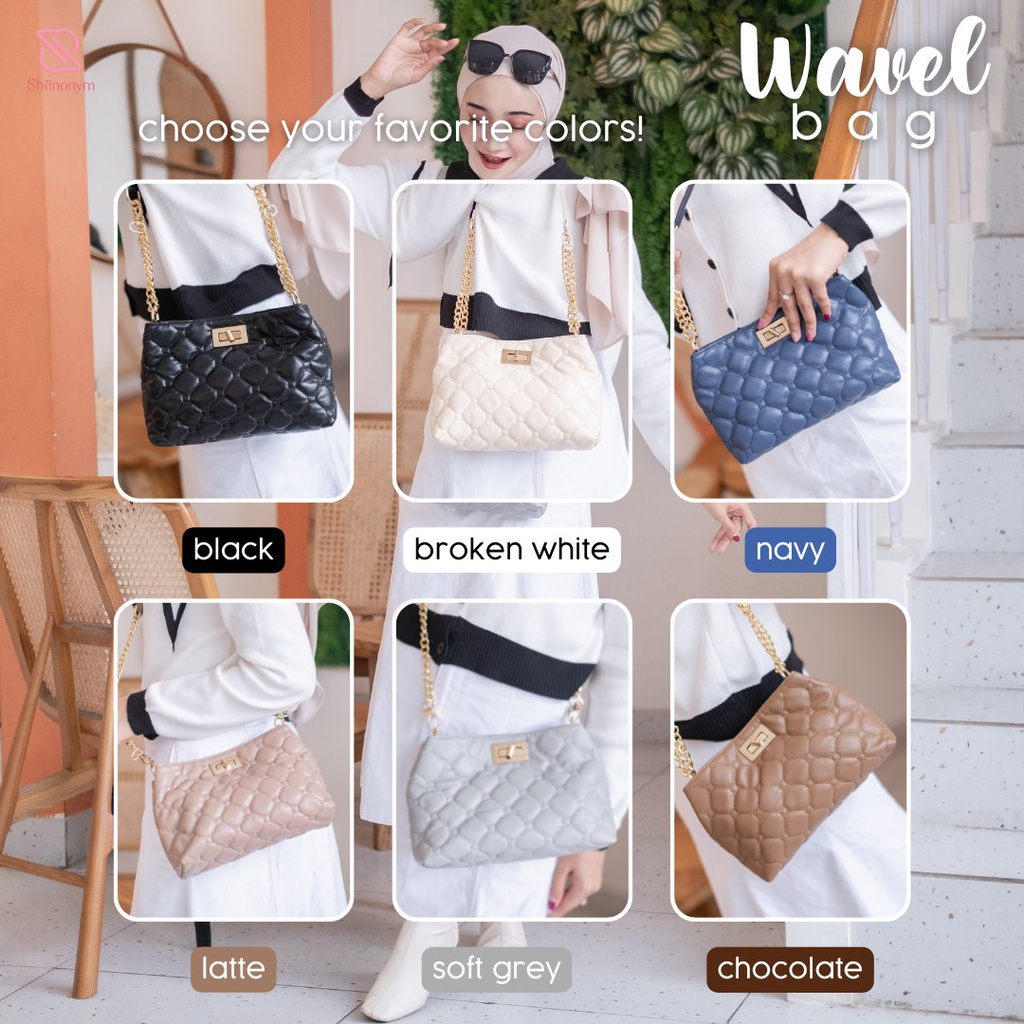 TAS SELEMPANG WANITA WAVEL BAG ORIGINAL SHENONYM SLINGBAG PANJANG TALI LONG BAHAN KULIT SINTETIS WAR