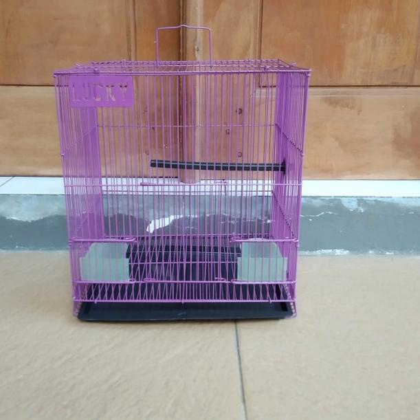 Kandang Sangkar Burung Lovebird Hamster Kecil Merk Lucky Khusus Biru - Ungu