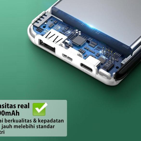 PowerBank ROBOT 10000mah RT180 Dual Input Port Type C & Micro USB Ori - White