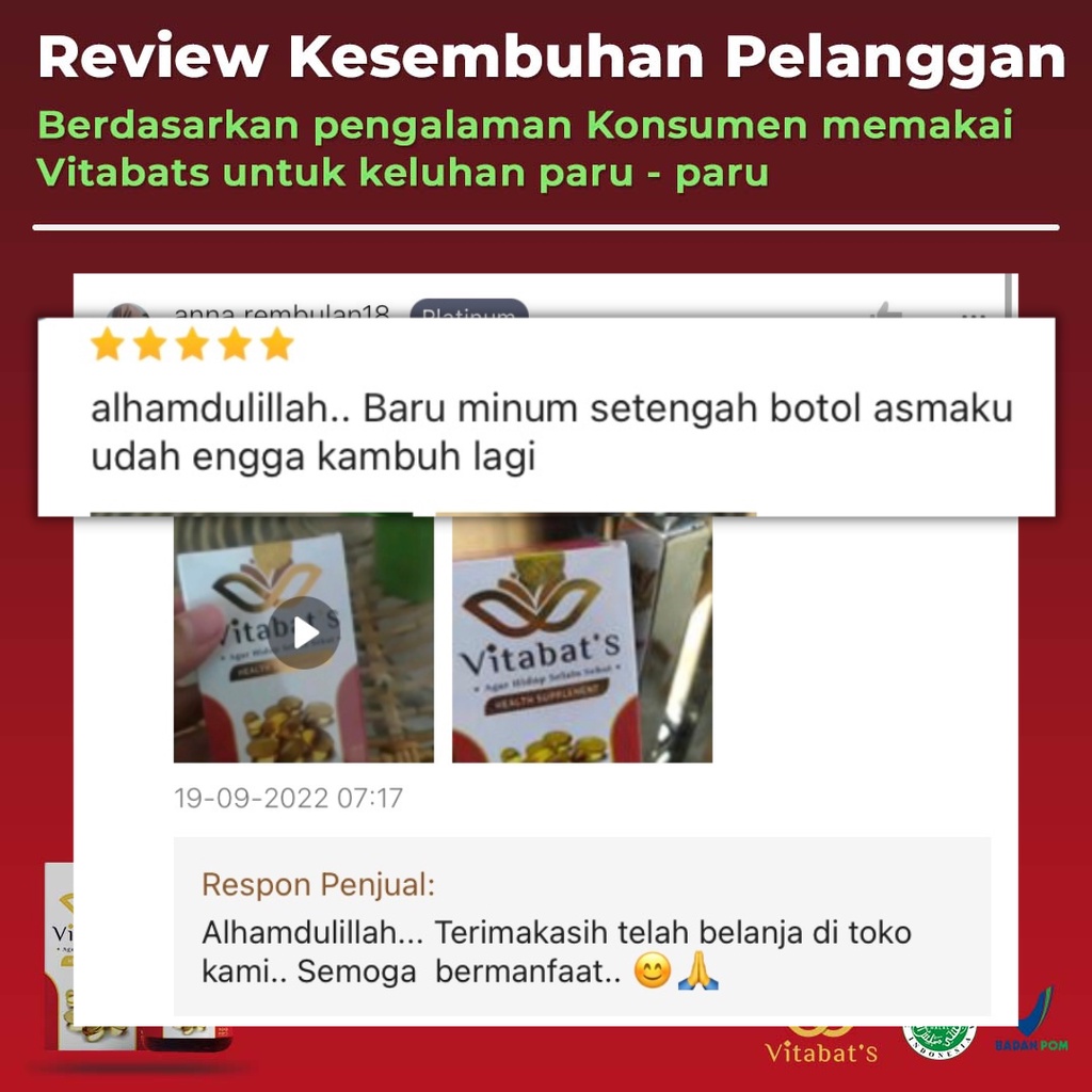 Obat Asma VITABATS Herbal Sesak Nafas Batuk Sembuh Tanpa Efek Samping Tradisional Paling Ampuh Obat Paru Paru Bronkitis Sinusitis TBC