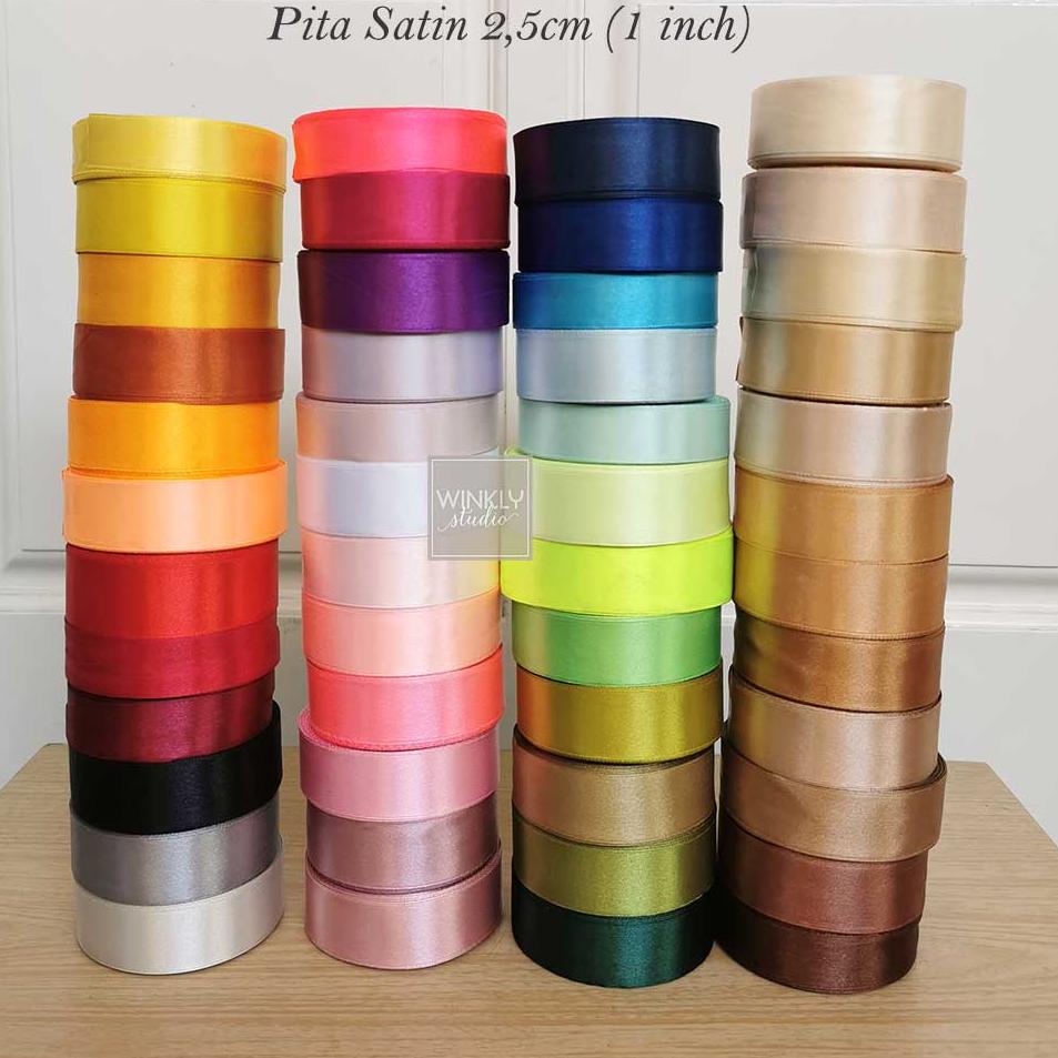 

☟ Pita Satin 1 inch / Pita 2,5 cm / Pita 1inci / Pita Kado / Pita Hias ㅆ