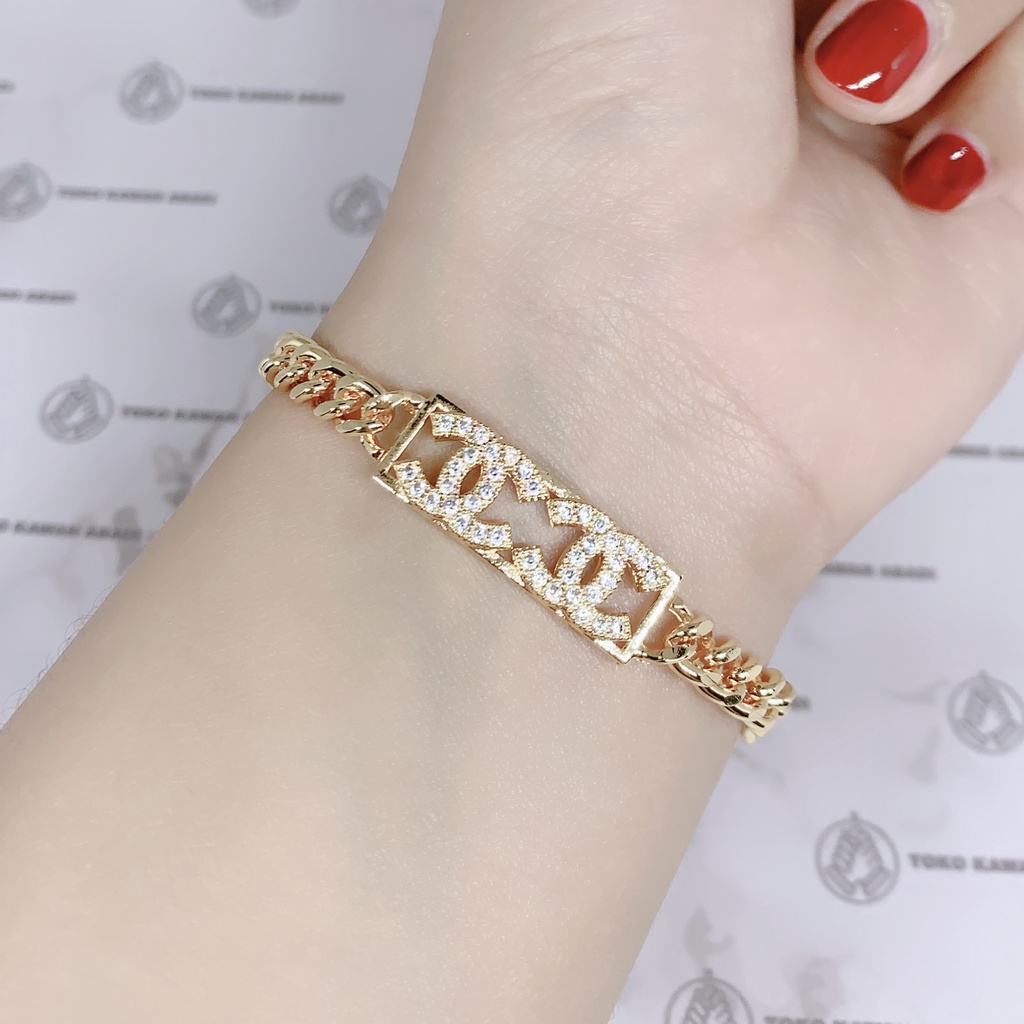 Xuping Gold Gelang Tangan Model Rantai Permata Kotak Perhiasan Wanita *45