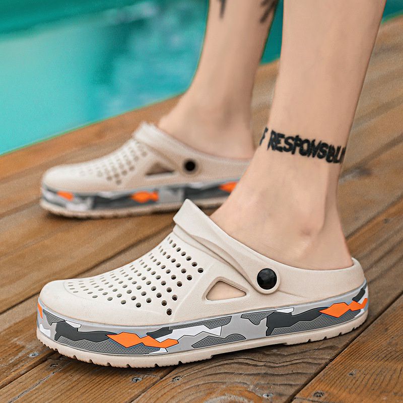 Sandal Sepatu Kasual Pria Slip On Santai Elegan Bahan Karet Tebal Kuat