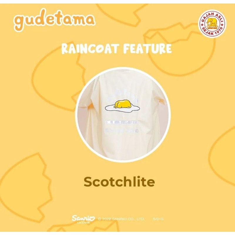 Jas hujan poncho rainsuit gudetama elephantbrand