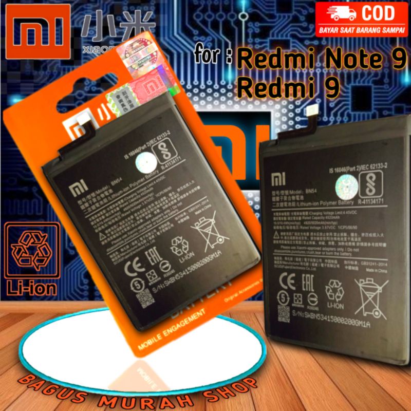 Batre BN54 Redmi 9 battery BN 54 Redmi note 9 baterai Xiaomi Redmi Note9 BN-54 Redmi9