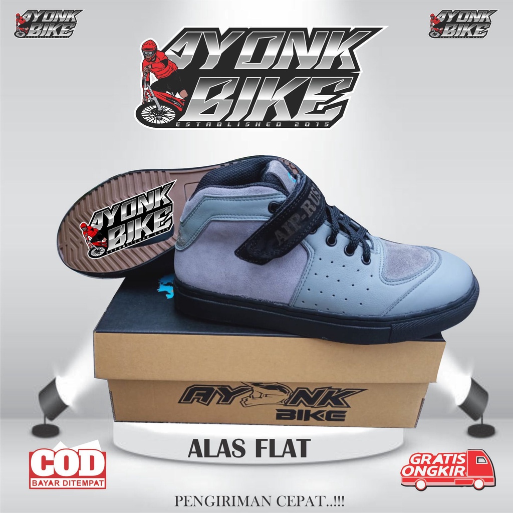 sepatu sepeda kulit asli MTB advanture DOWNHILL alas biasa dan cleat