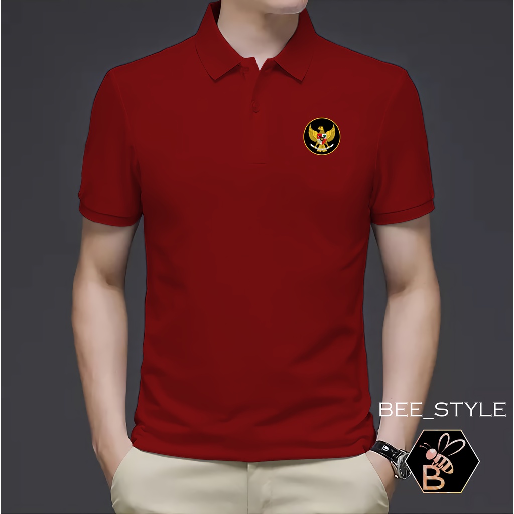 Kaos Kerah Pria Logo Garuda / Kaos Polo Garuda Hitam / Kaos Pria Polo Shirt