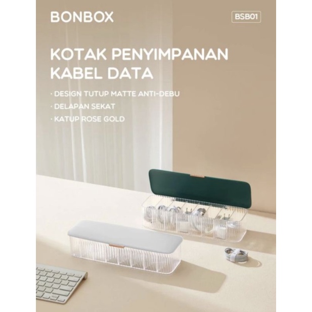 Bonbox BSB01 Kotak Penyimpanan Kabel Charger Free Velcro Tape untuk Kabel