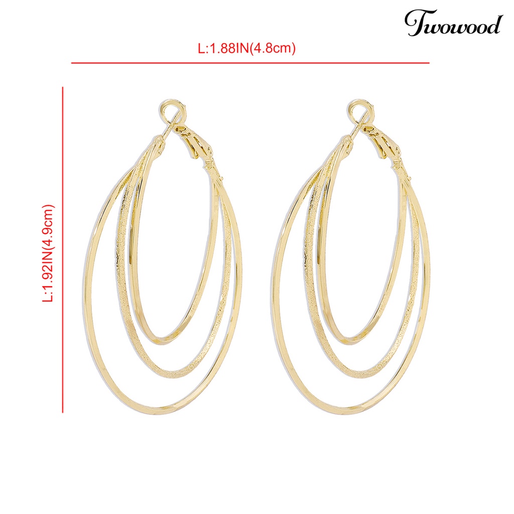 1 Pasang Anting Hoop Multilayer Bentuk Lingkaran Besar Untuk Wanita