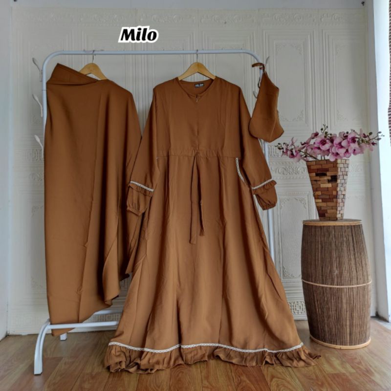 gamis set syakira wolfis / GAMIS WOLFIS RENDA /gamis wolfis polos / gamis syar'i wanita