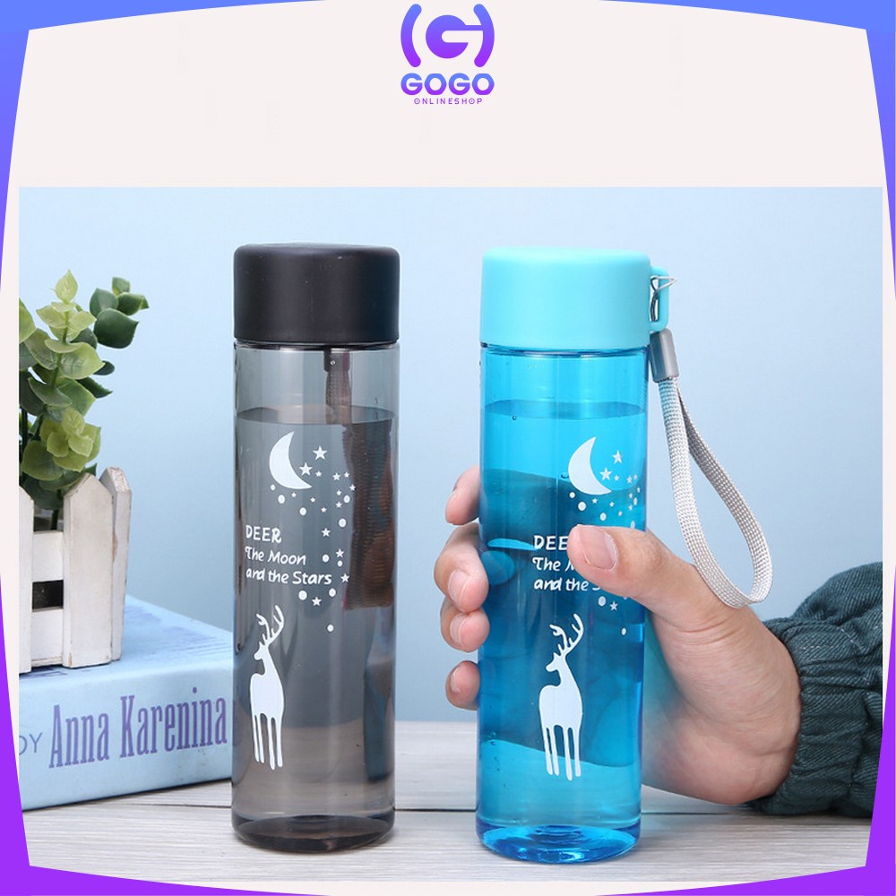 GOGO-C709 Botol Minum Portable 450ML Motif Karater Binatang Rusa / Tumbler Botol Air Minum Sport Travel Anak Sekolah