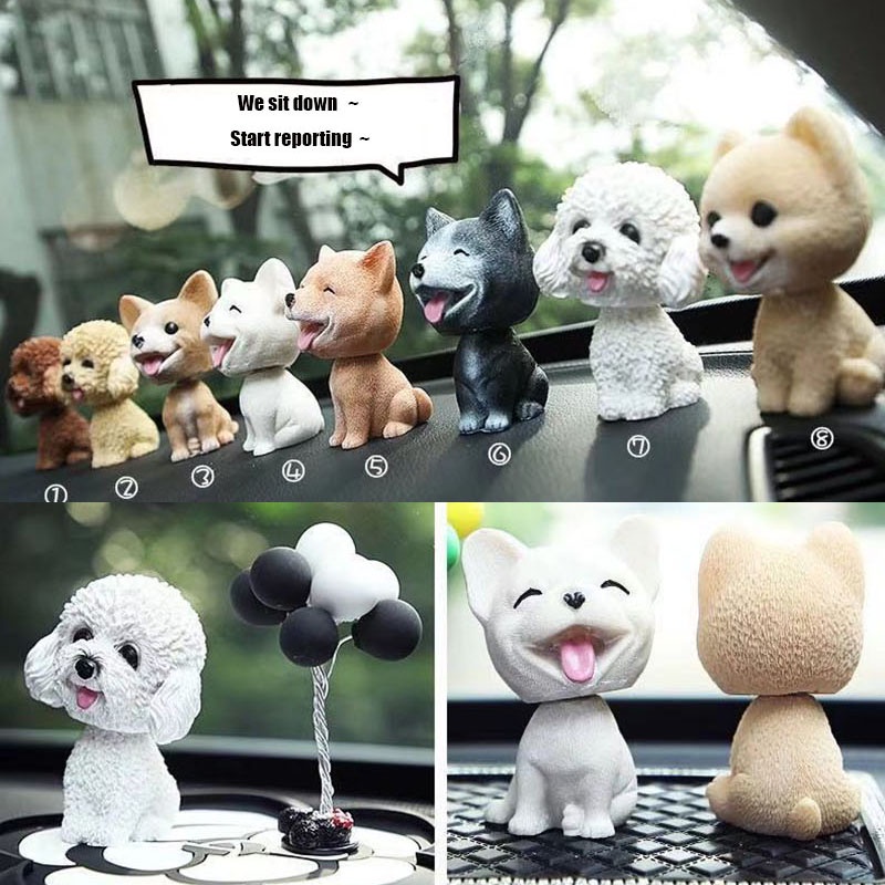 Ornamen Boneka Anjing Husky Bernard Shepherd Kepala Goyang Untuk Dekorasi Interior Mobil