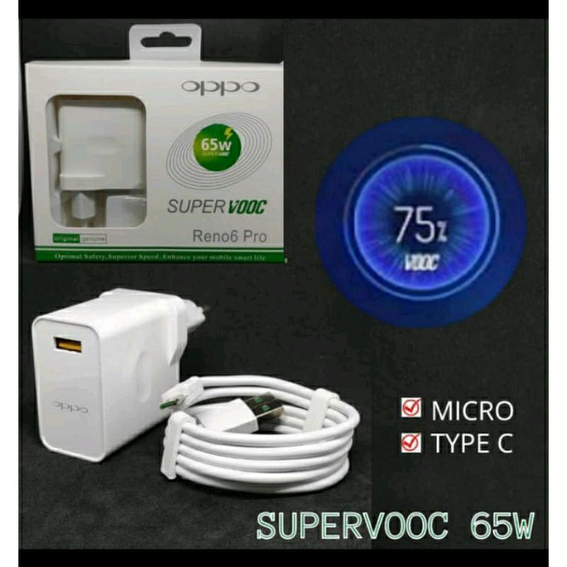 CHARGER OPPO RENO SUPER VOOC FAST CHARGING OPPO SUPER VOOC  MICRO/TYPE C