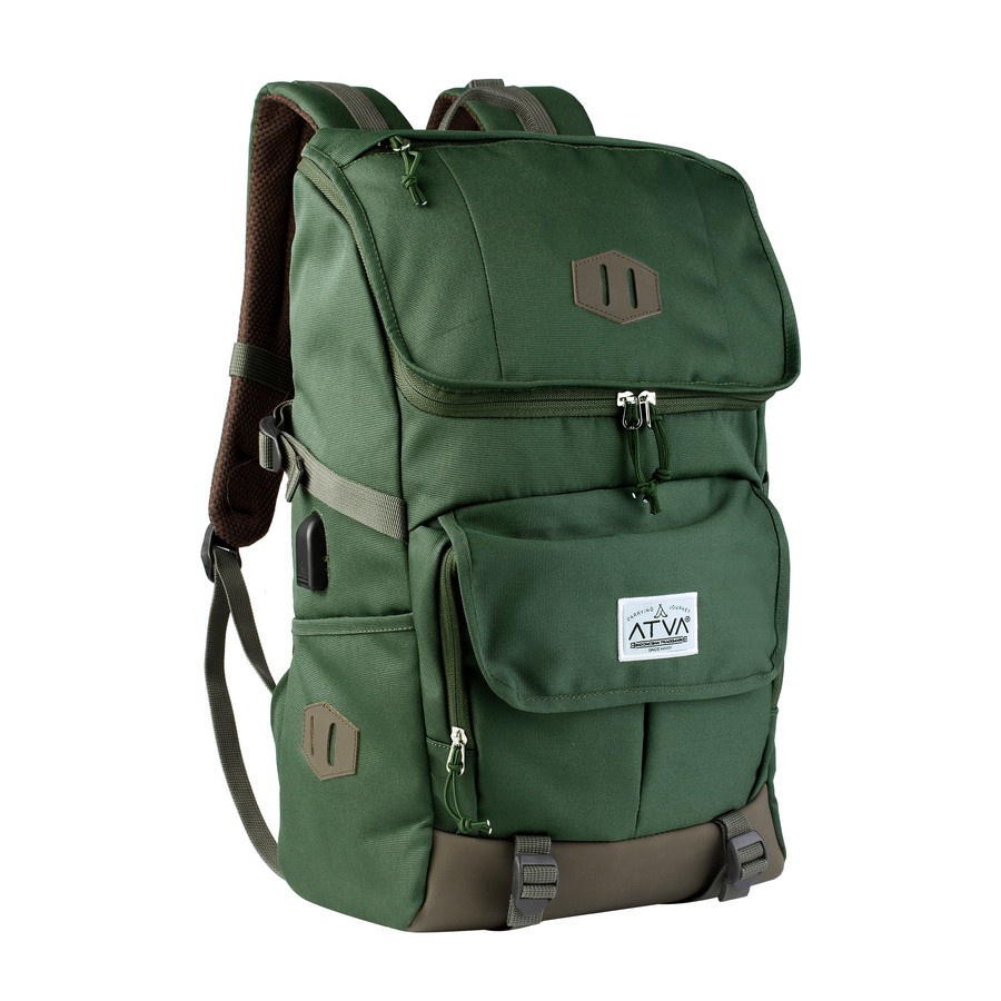 GALARDO OLIVE GREEN ORIGINAL x ATVA ATVA Tas Ransel Casual Hijau Pria Daily Backpack Kuliah Kampus Kerja Kantor Sekolah SMA SMK Remaja Dewasa Tas Punggung Laptop Ukuran Besar 14 15 16 Inch Bagpack Distro USB Charger Premium Outdoor Travel Bag Kekinian