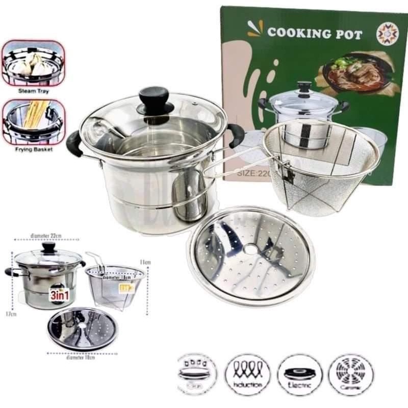 Cooking Pot Deep Fryer Panci 3in1