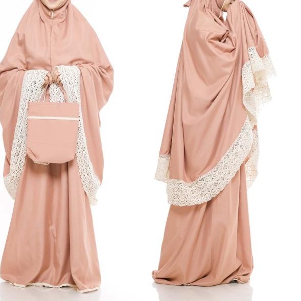 Mukena Polos Renda - Renda Kecil, Pink