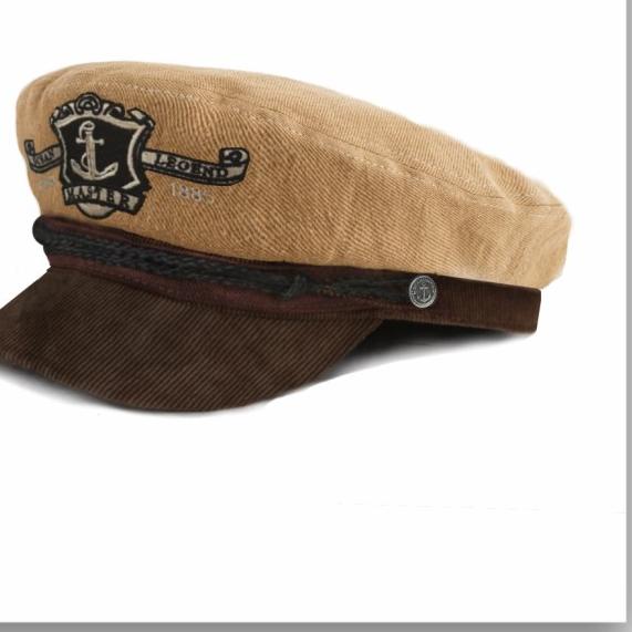 Topi Pelaut/ Fiddler Cap/ Topi Captain/ Topi Sailor/ coklat twill - 56