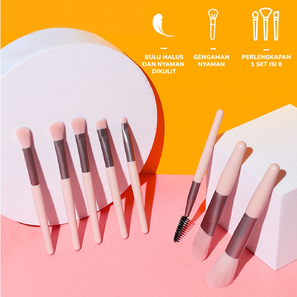 【 COD 】Kuas Set Make Up 8pcs Set Mini Travel MakeUp Brush halus lembut