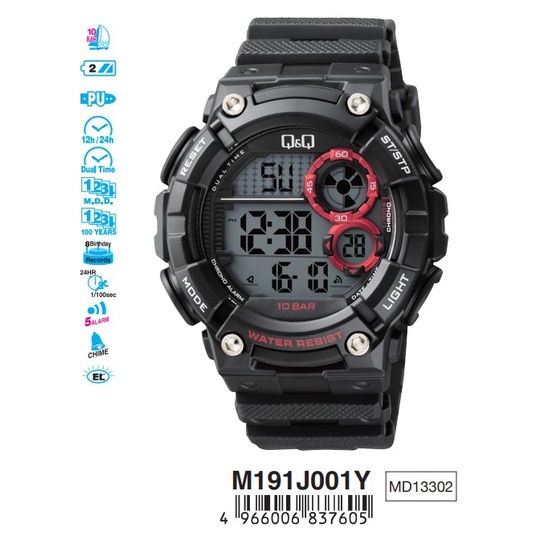 Sale 7.7 Jam Tangan Pria Casual Sporty Rubber Digital Original Q&amp;Q QnQ QQ M191 M191J Series