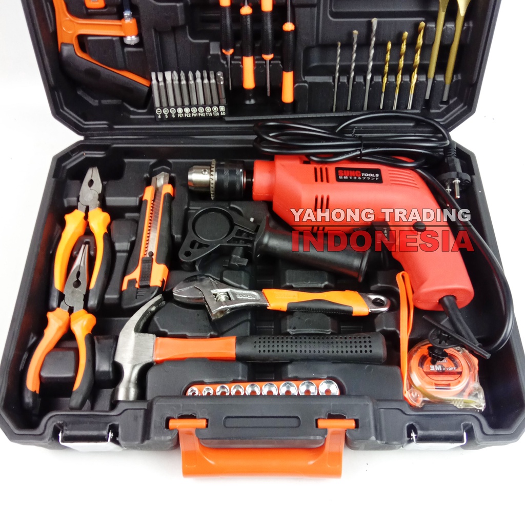 Mesin Bor Impact Drill Listrik 13mm SIMDK03 SET LENGKAP 58 pcs SUNC TOOLS