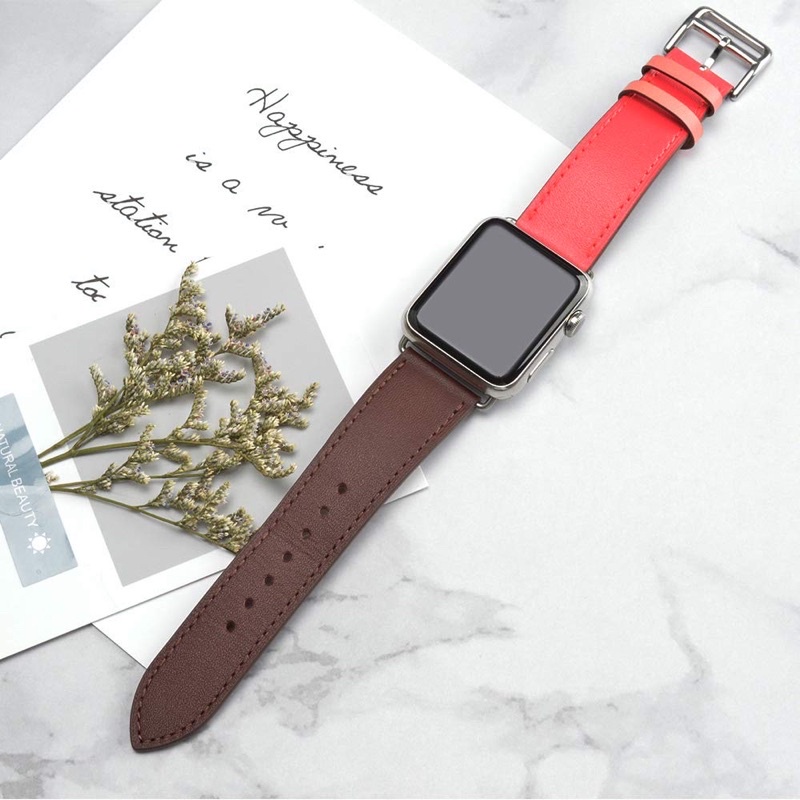 Leather strap for watch band 44mm 40mm 45mm 41mm 38mm 42mm Genuine Leather Single tour bracelet