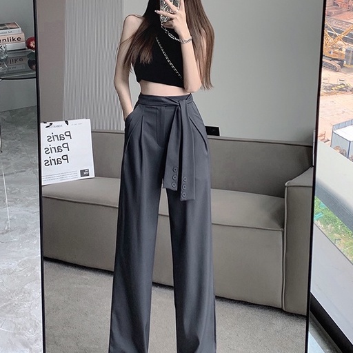 Celana Pants Wanita Highwaist Oversize Lurus Casual Pants