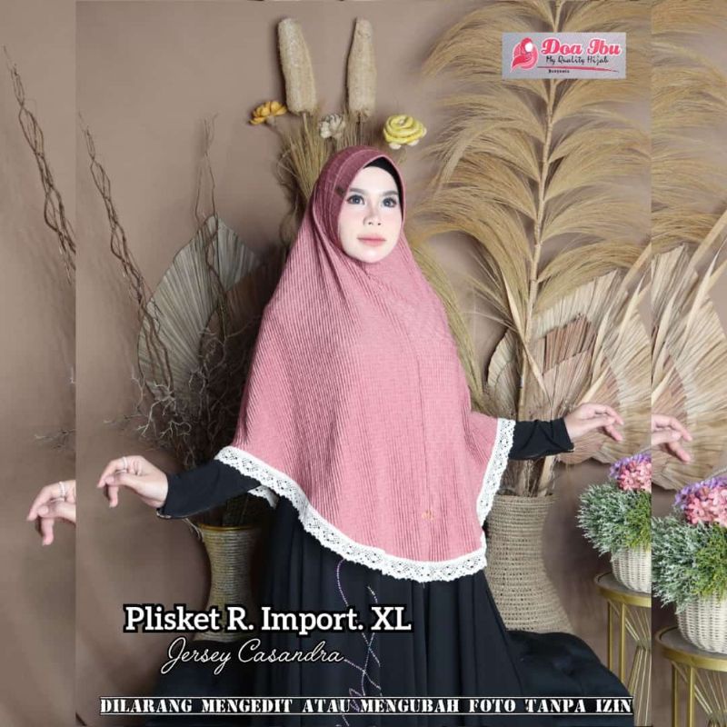 562 Jilbab Doa Ibu Jersey Casandra jumbo XL renda import/Hijab Doi ori by bunyamin syari