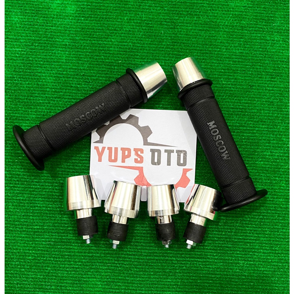 PAKET 2IN1 GRIP HITAM HANDGRIP+ JALU STANG PCX SET CHROME PNP UNIVERSAL SEMUA MOTOR Beat Vario Scoopy Revo Supra Sonic Mio Xeon Jupiter MX Rxking Maxi Lexi Aerox Xride Fino Soul Freego Fazzio Gear Vespa MIO GEAR R25 KLX Crf Trail Genio Cros Vixion