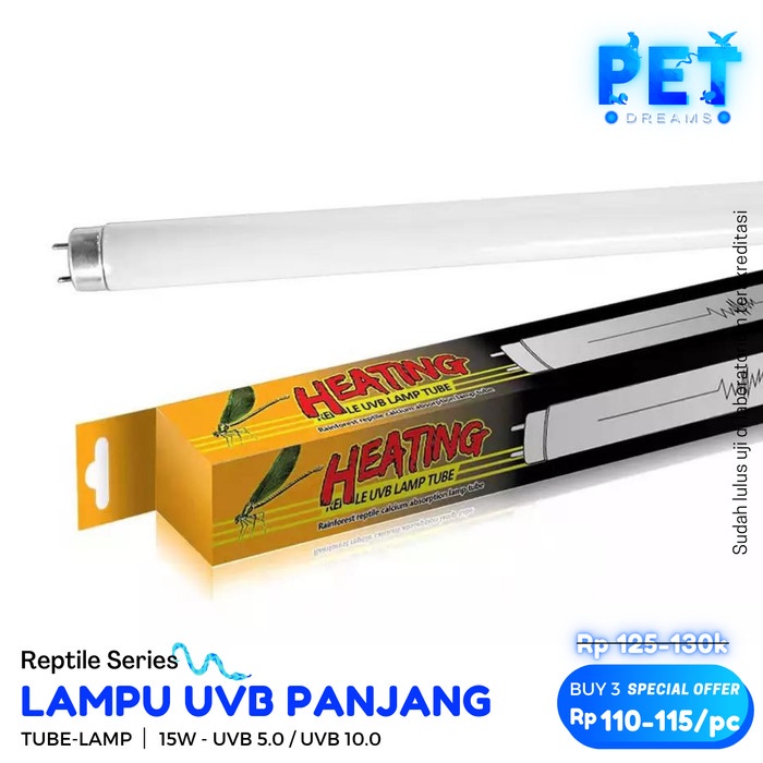 LAMPU UVB PANJANG TL TUBE VITAMIN D3 REPTIL REPTILE KURA SULCATA KURA