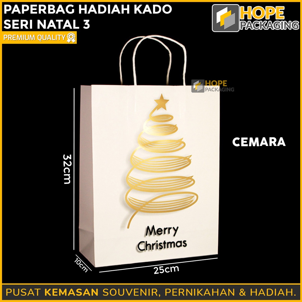 PaperBag Hadiah / Kado Natal ( Seri 3 ) / Paper bag Putih dan Motif Vintage