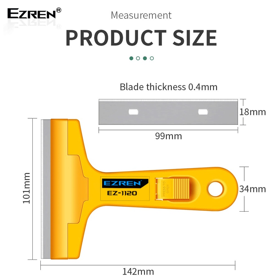 Ezren EZ-1120 Portable Scrapper Pisau Kape Cutter Pembersih Kaca Ubin