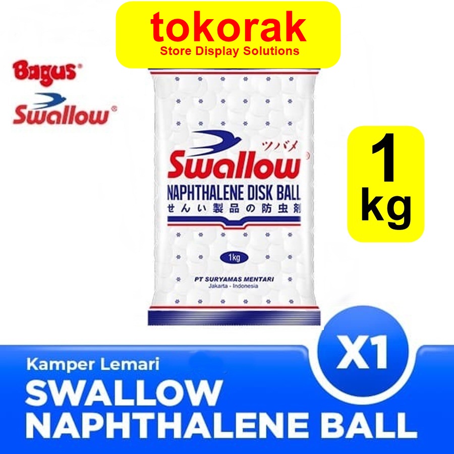 SWALLOW KAMPER NAPHTHALENE 1 KG DISK BALL PUTIH 1000 GRAM KAPUR BARUS